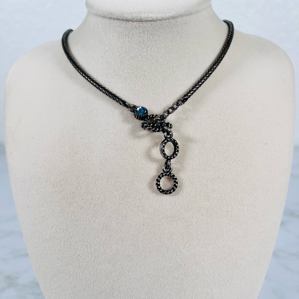 Vintage Black Chain & Topaz Pendant Necklace - Picture 6 of 9